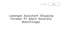 Lowongan Assistant Shipping Foreman PT Adaro Minerals Bukittinggi